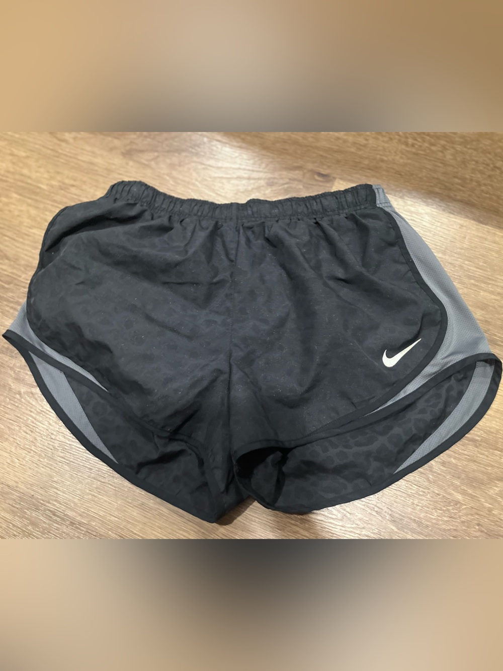Nike Women’s Black Athletic shorts Animal Print Sparkles with Gray Accents